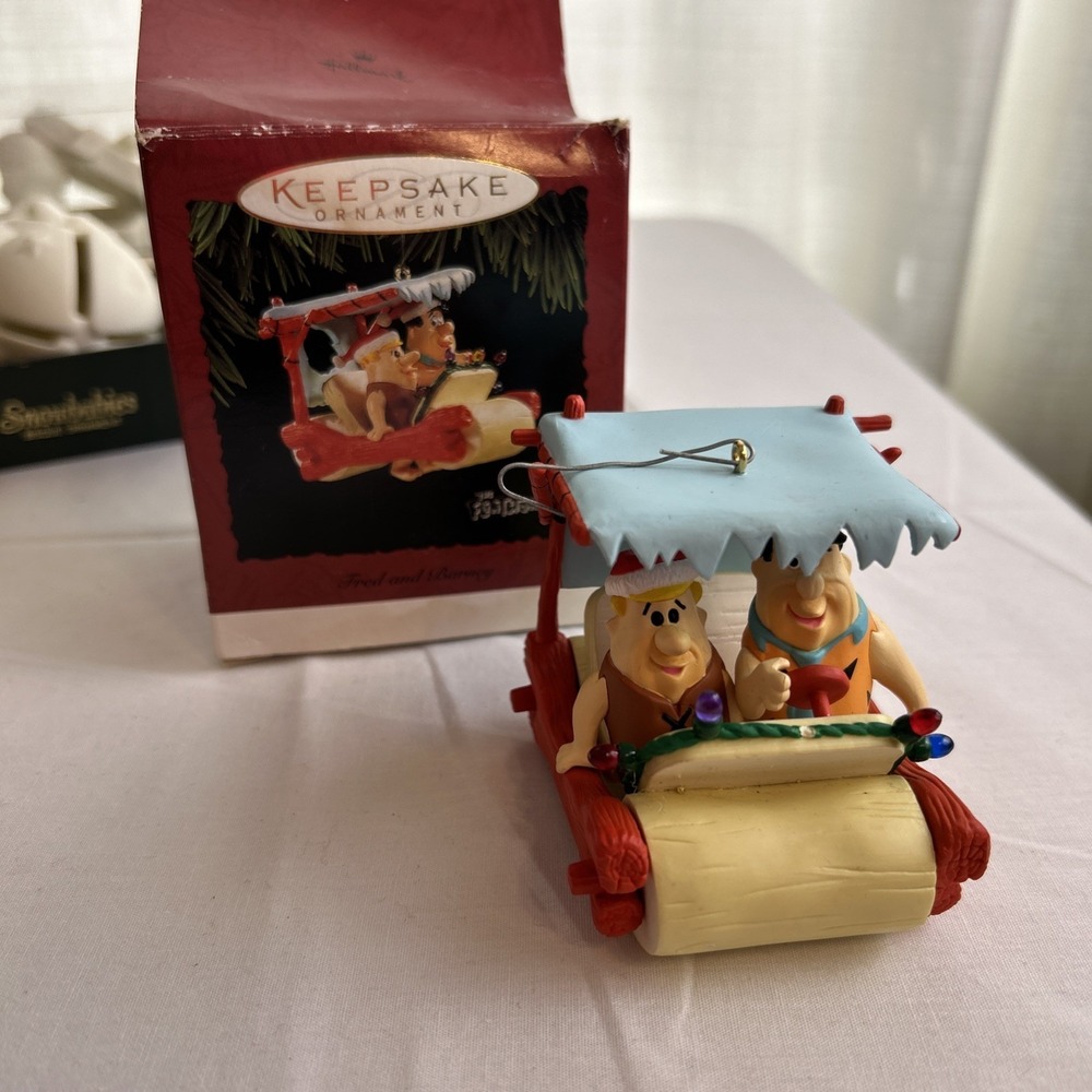 1994 THE FLINTSTONES FRED & BARNEY HALLMARK CHRISTMAS ORNAMENT MIB NEW